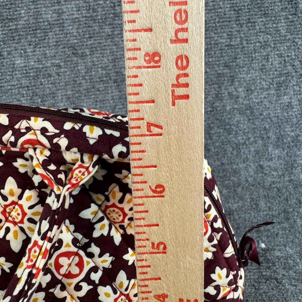 Vera Bradley Quilted Handbag Burgundy Floral Tapestry Zip Satchel Pockets - Picture 7 of 11